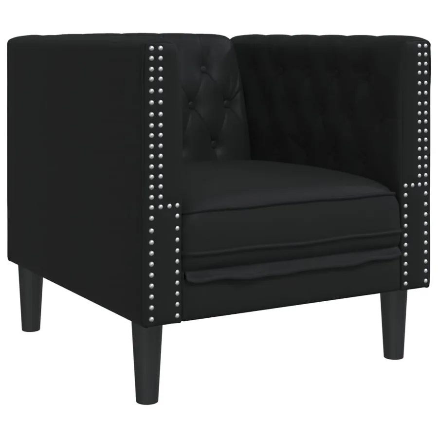 Ensemble de canapé Chesterfield 3 pcs noir similicuir - 6