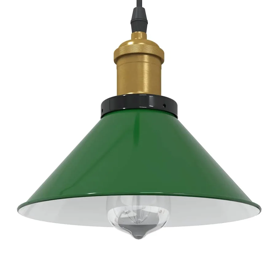 Lampe suspendue réglable hauteur E27 vert brillant Ø 22cm métal