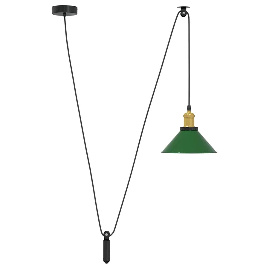 Lampe suspendue réglable hauteur E27 vert brillant Ø 22cm métal - 2