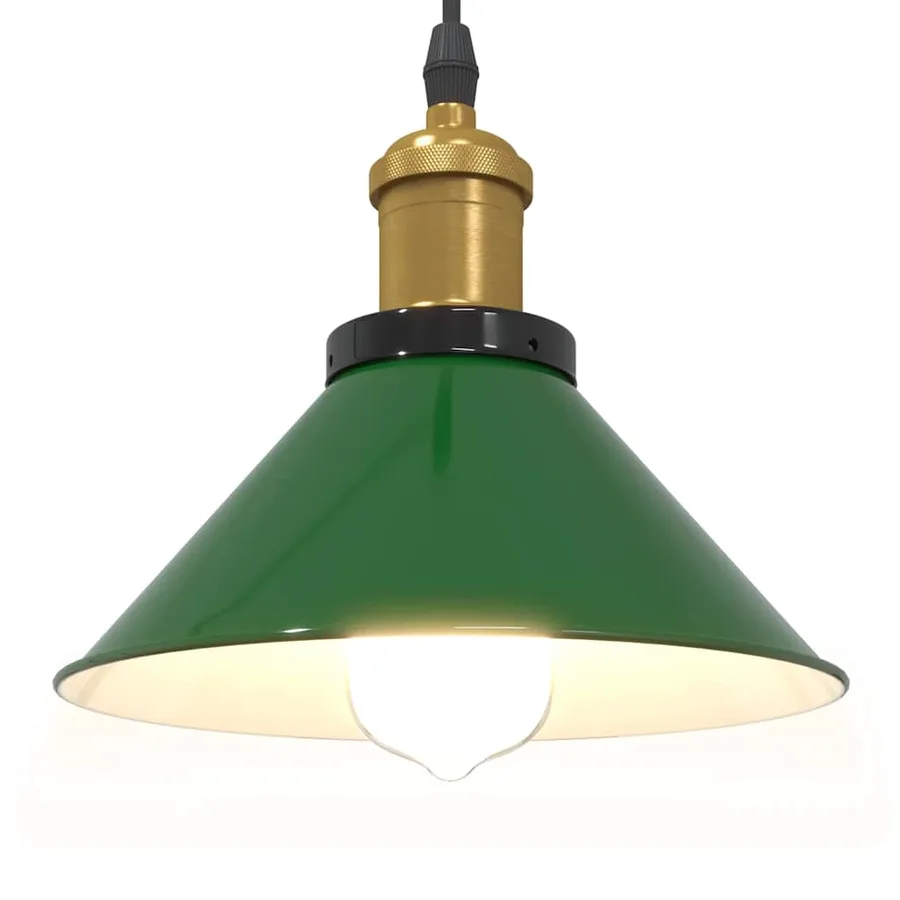Lampe suspendue réglable hauteur E27 vert brillant Ø 22cm métal - 4