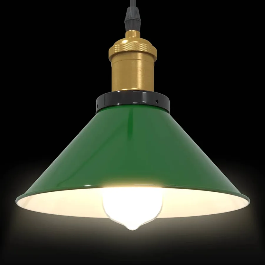 Lampe suspendue réglable hauteur E27 vert brillant Ø 22cm métal - 5