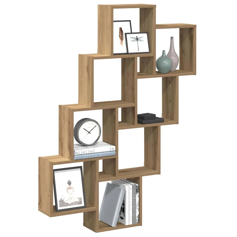 Étagère murale en forme de cube chêne artisanal 90x15x119,5 cm