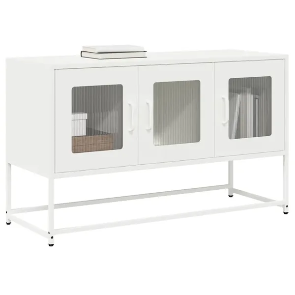 Meuble TV blanc 100,5x39x60,5 cm acier laminé à froid
