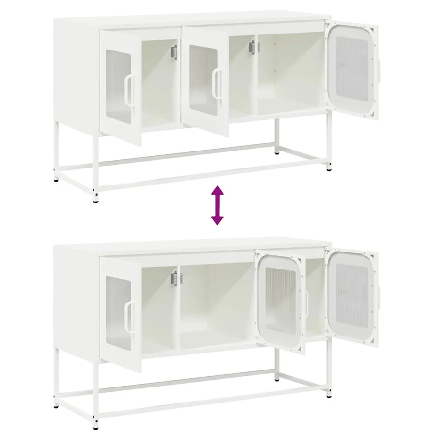 Meuble TV blanc 100,5x39x60,5 cm acier laminé à froid - 10