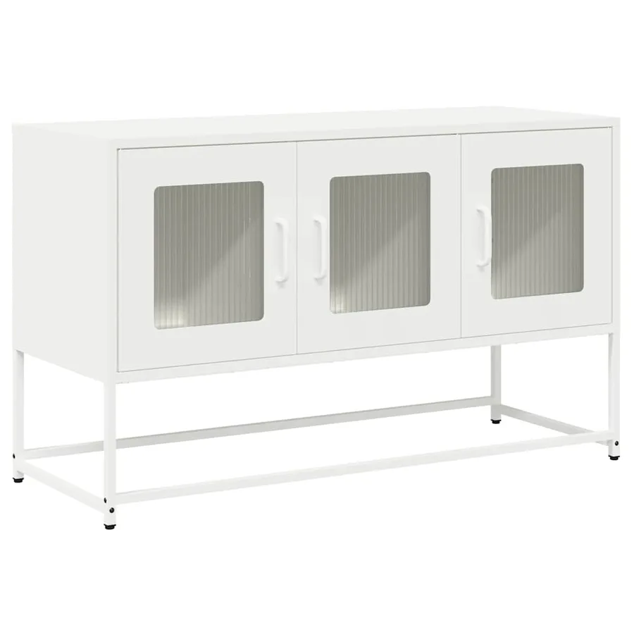 Meuble TV blanc 100,5x39x60,5 cm acier laminé à froid - 2