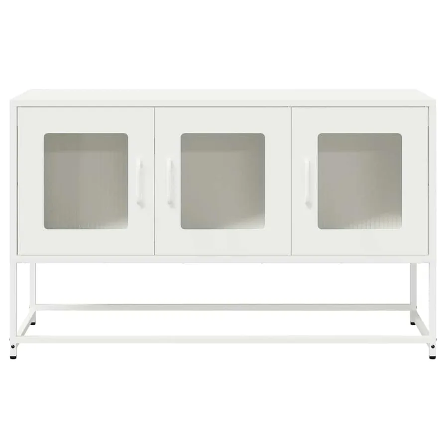 Meuble TV blanc 100,5x39x60,5 cm acier laminé à froid - 5