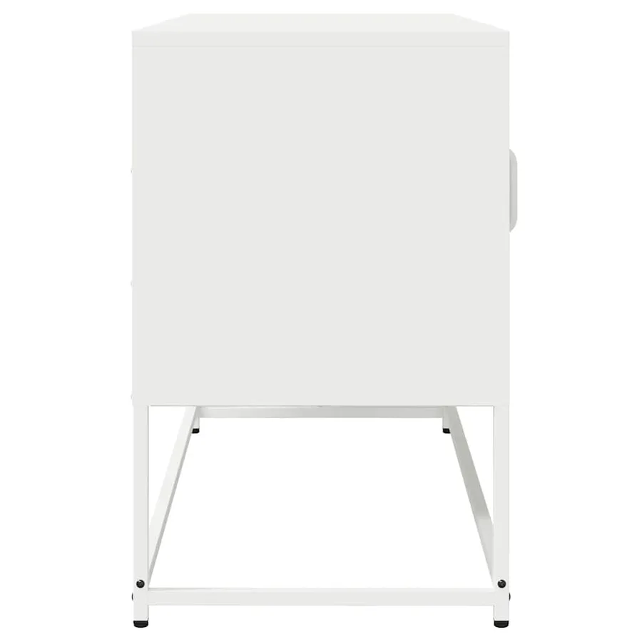 Meuble TV blanc 100,5x39x60,5 cm acier laminé à froid - 6