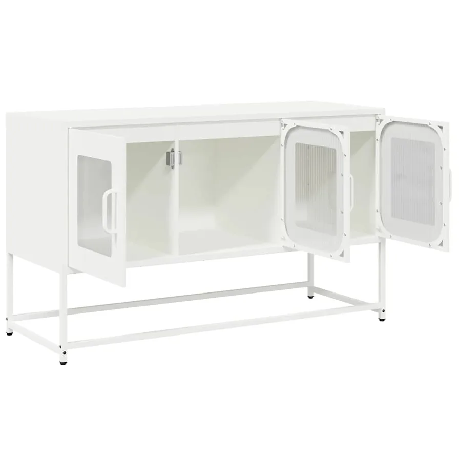 Meuble TV blanc 100,5x39x60,5 cm acier laminé à froid - 7