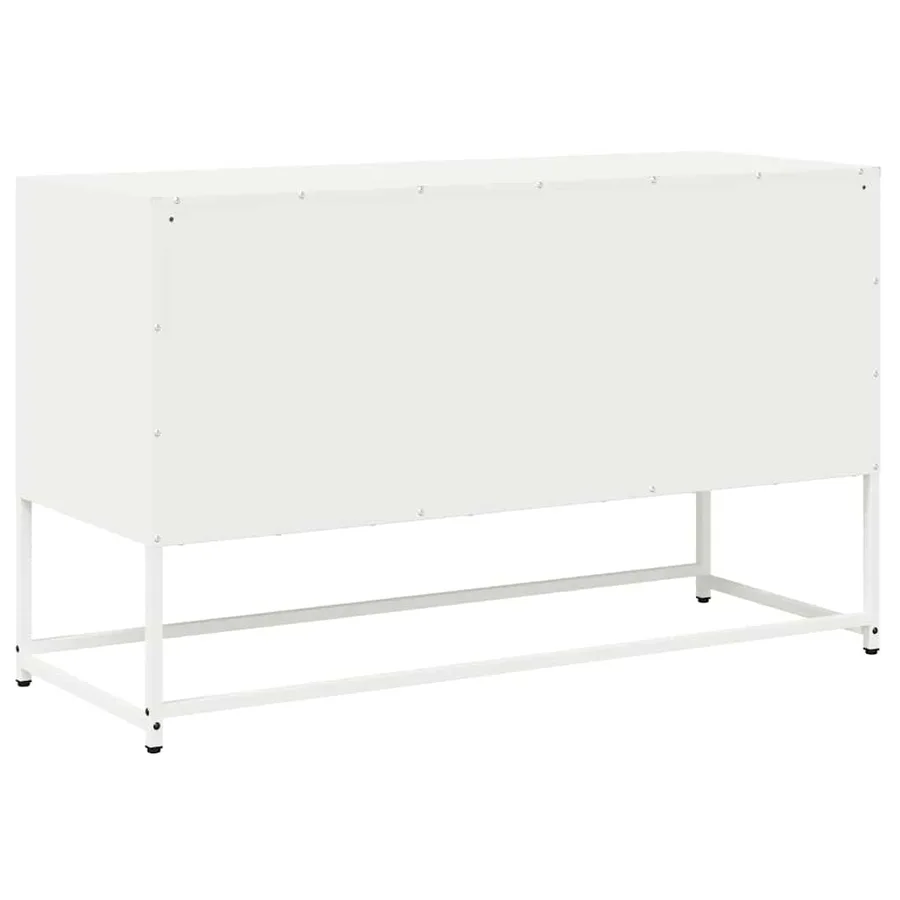 Meuble TV blanc 100,5x39x60,5 cm acier laminé à froid - 8