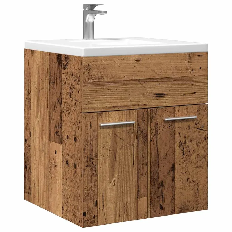 Meuble lavabo de salle de bain vieux bois bois d'ingénierie