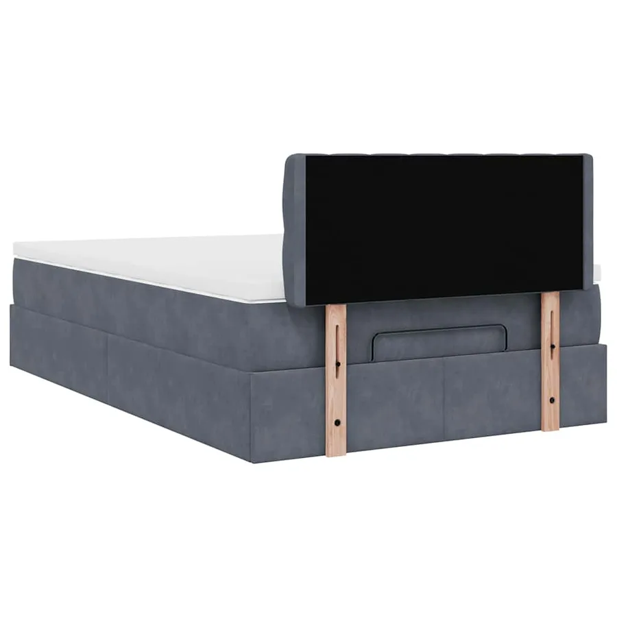 Cadre de lit ottoman et matelas gris foncé 120x200 cm velours - 11