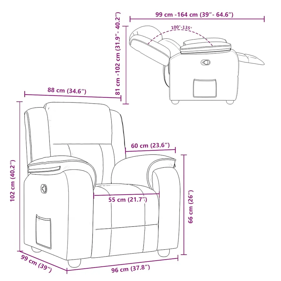 Fauteuil inclinable Taupe Tissu - 12