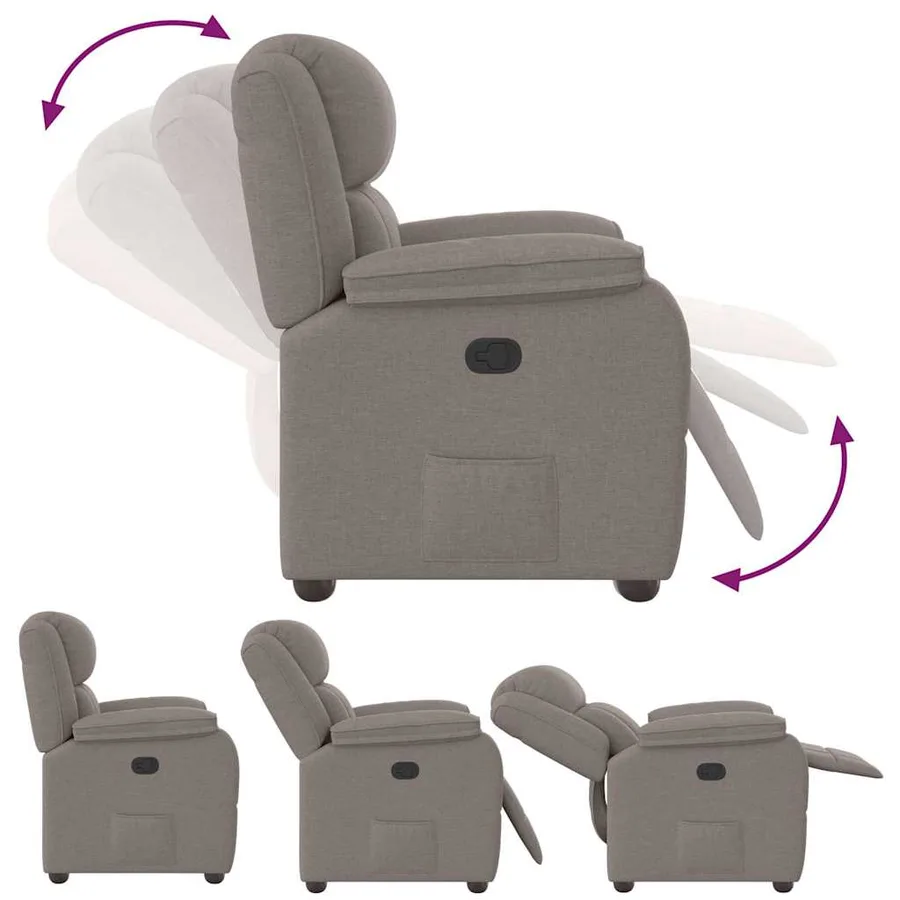 Fauteuil inclinable Taupe Tissu - 6
