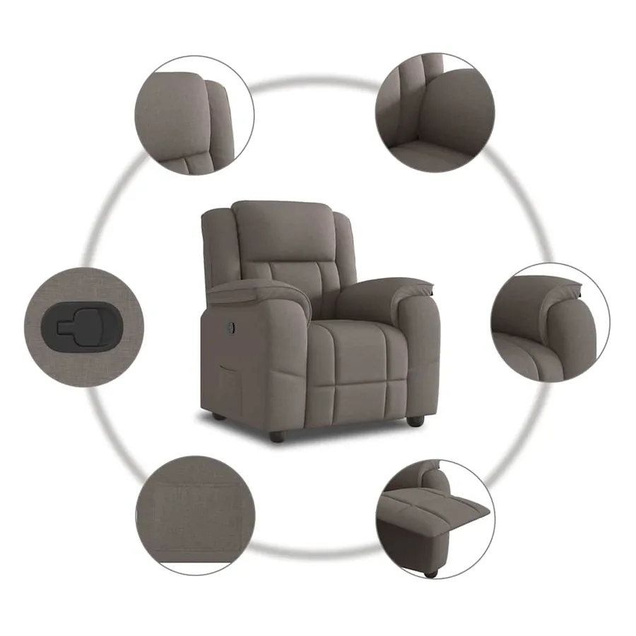 Fauteuil inclinable Taupe Tissu - 7