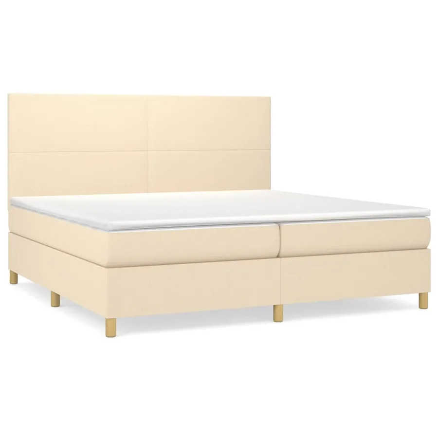 Sommier à lattes de lit avec matelas Crème 200x200 cm Tissu - 2