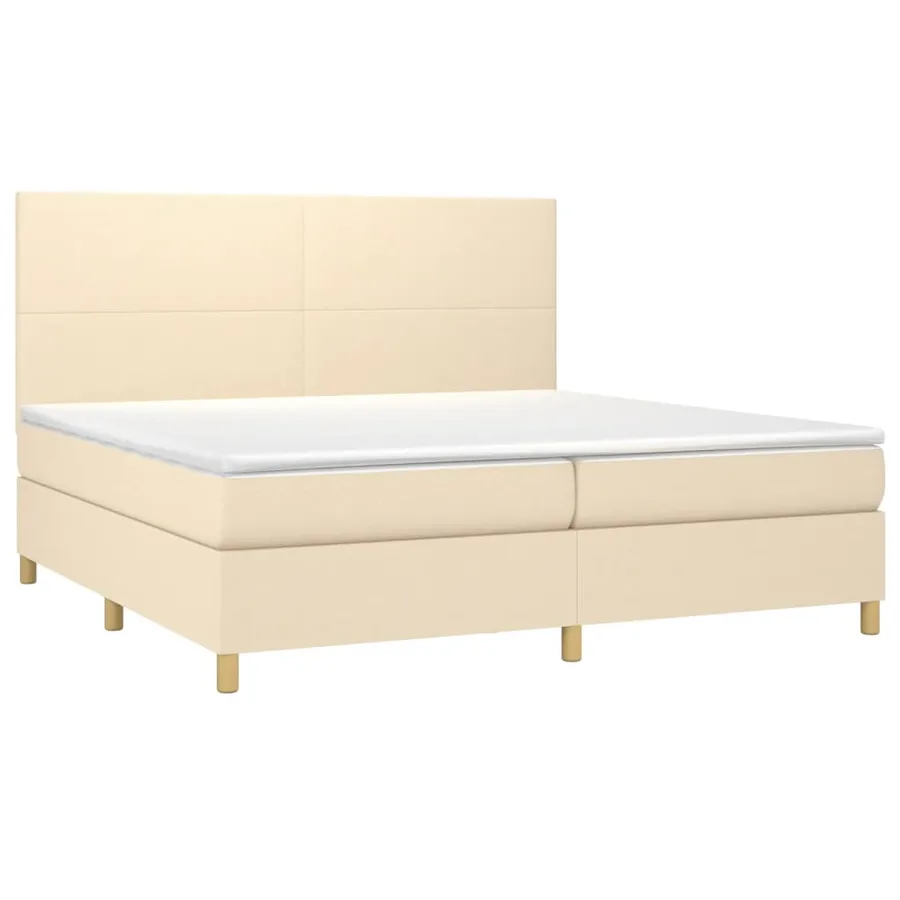 Sommier à lattes de lit avec matelas Crème 200x200 cm Tissu - 3