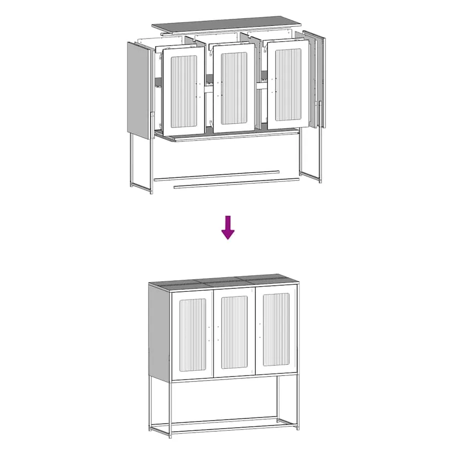 Buffet rose 100,5x39x107 cm acier laminé à froid - 11