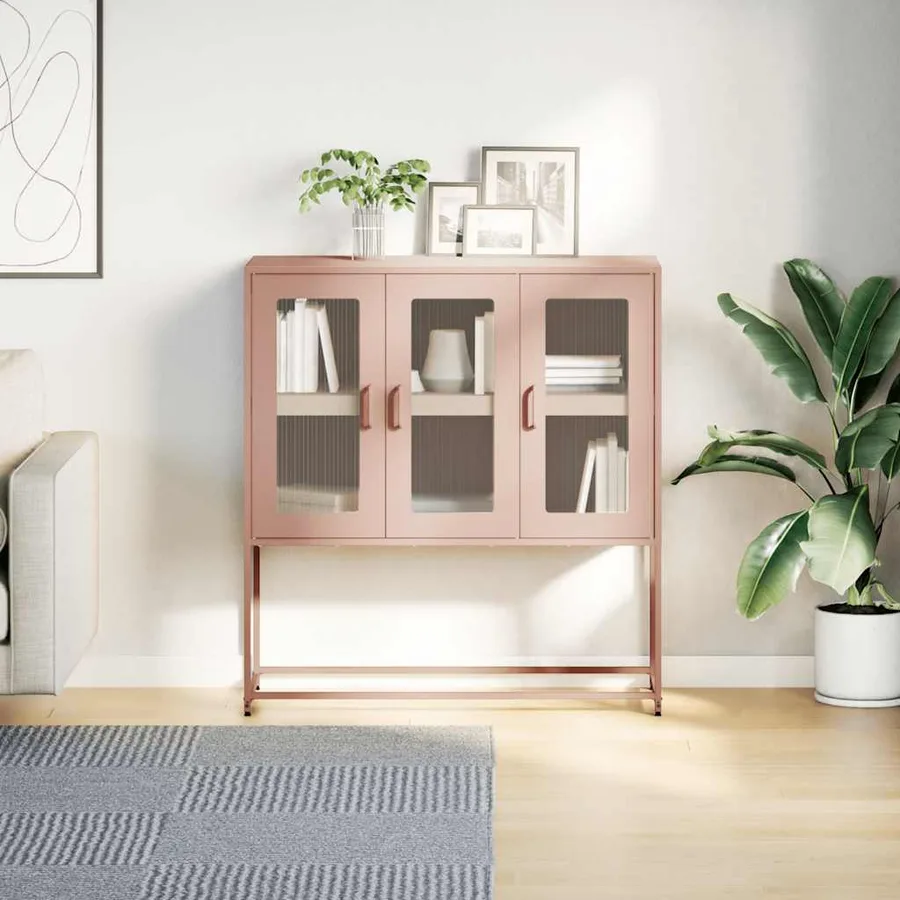 Buffet rose 100,5x39x107 cm acier laminé à froid - 3