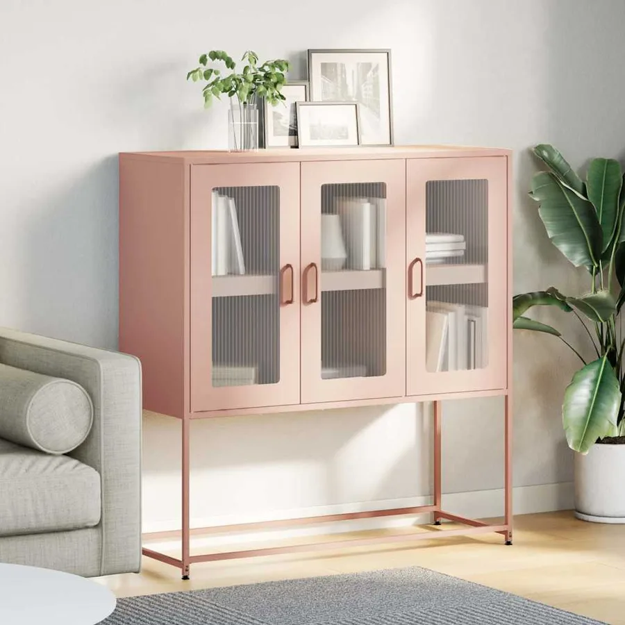 Buffet rose 100,5x39x107 cm acier laminé à froid - 4