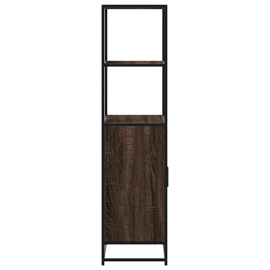 Buffet haut chêne marron 68x35x139 cm bois d'ingénierie métal - 5