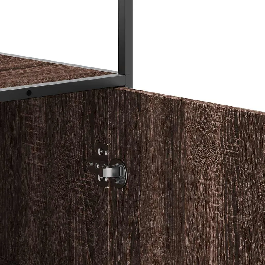 Buffet haut chêne marron 68x35x139 cm bois d'ingénierie métal - 8