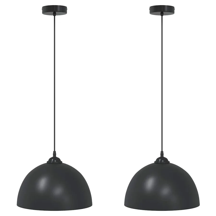 Lampes suspendues 2 pcs hauteur réglable E27 noir Ø 30 cm métal - 2