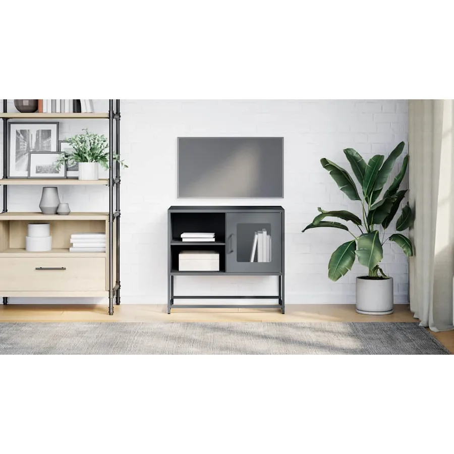 Meuble TV anthracite 68x39x60,5 cm acier - 3