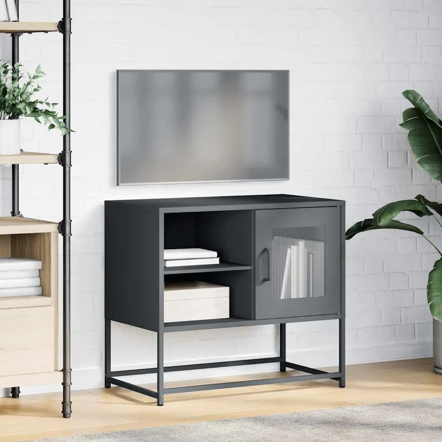 Meuble TV anthracite 68x39x60,5 cm acier - 4