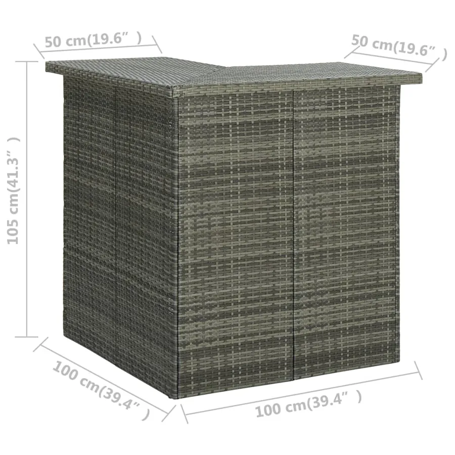 Ensemble de bar de jardin 8 pcs et coussins Résine tressée Gris - 12