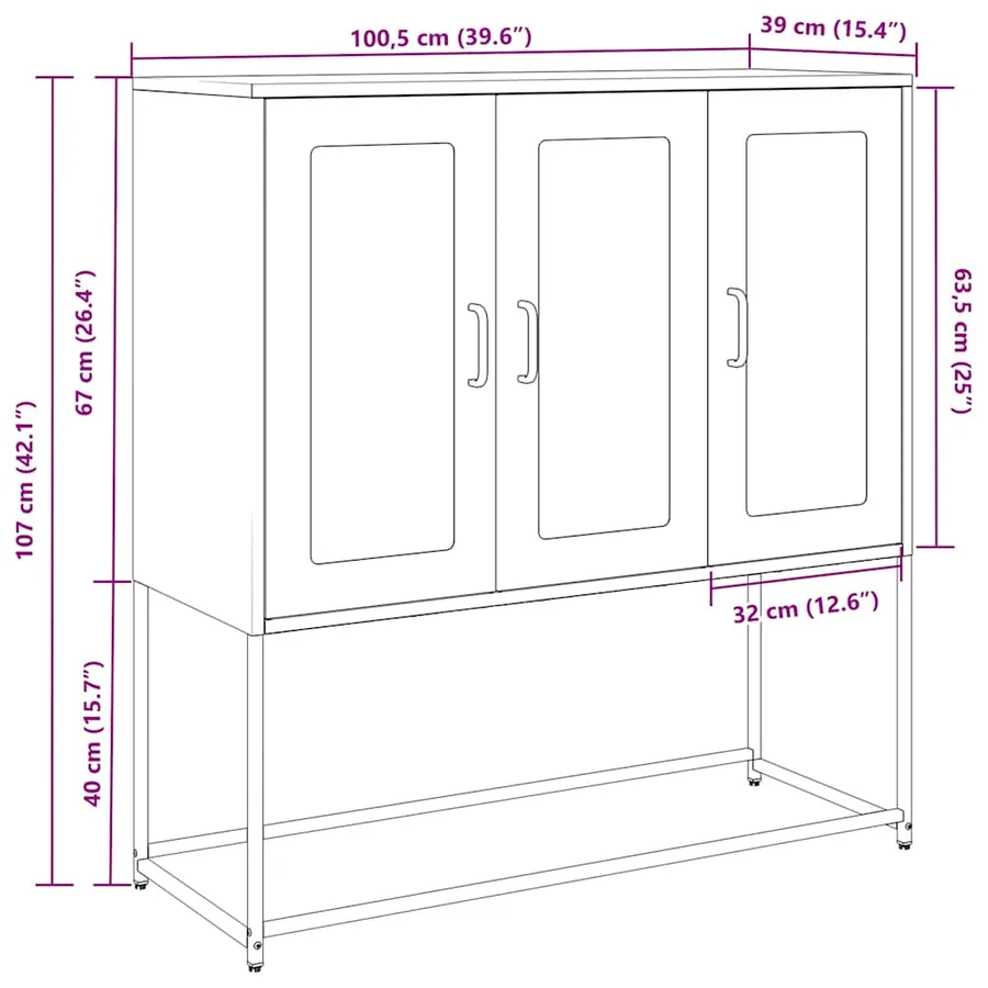 Buffet jaune moutarde 100,5x39x107 cm acier laminé à froid - 13