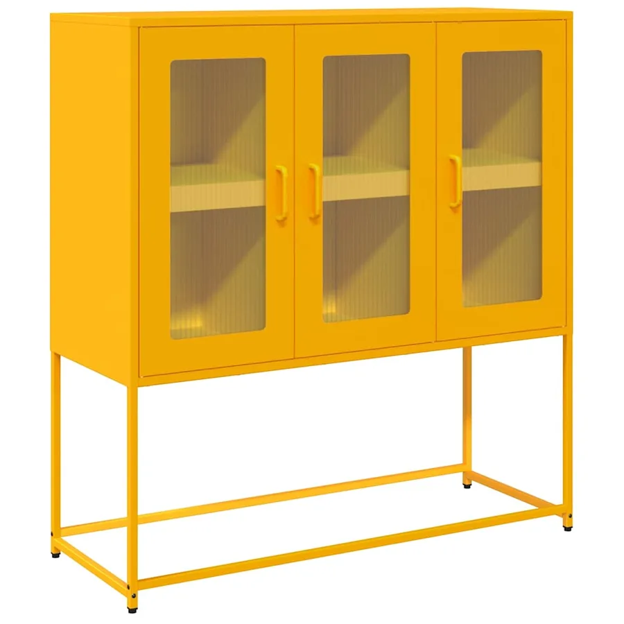 Buffet jaune moutarde 100,5x39x107 cm acier laminé à froid - 2