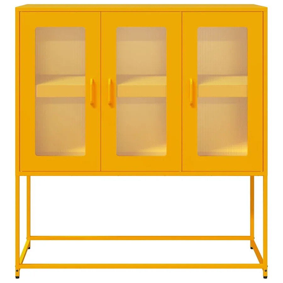 Buffet jaune moutarde 100,5x39x107 cm acier laminé à froid - 5