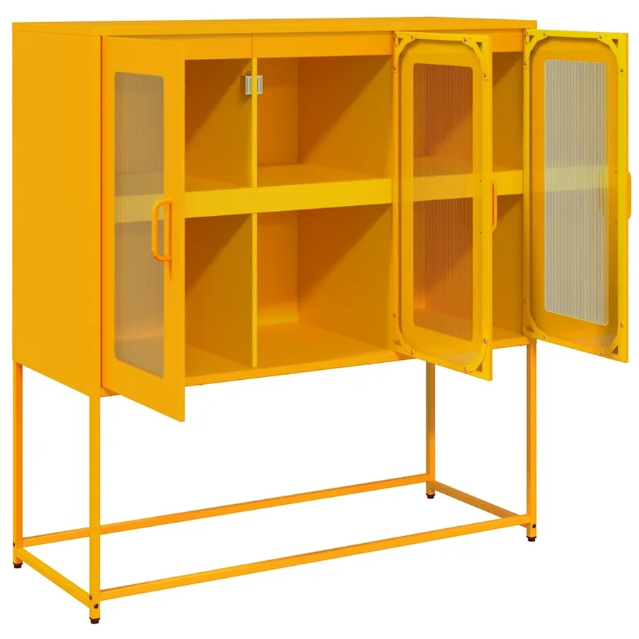 Buffet jaune moutarde 100,5x39x107 cm acier laminé à froid - 6