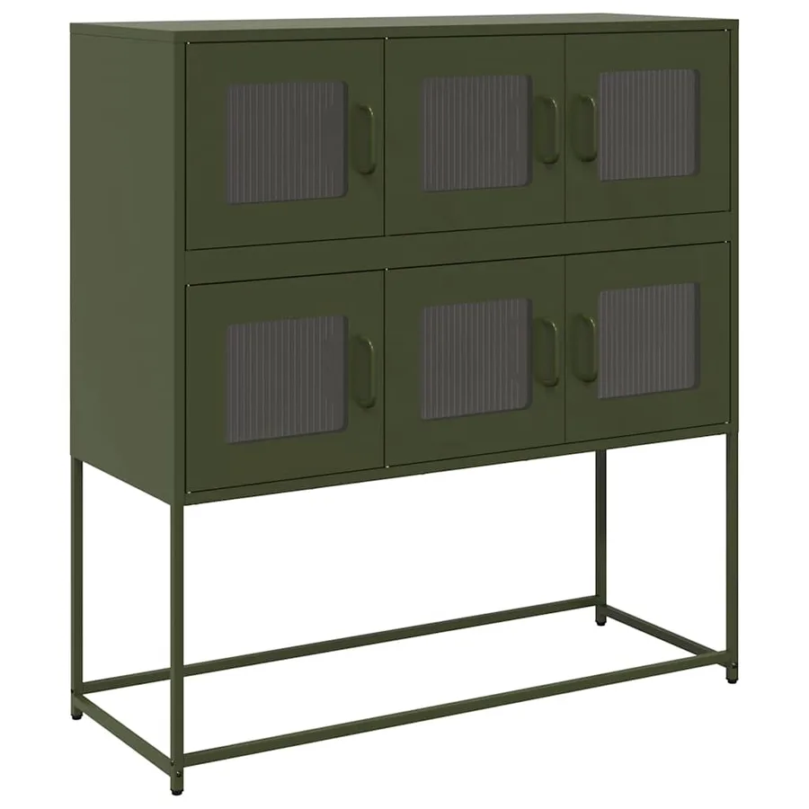 Buffet vert olive 100,5x39x107 cm acier laminé à froid - 2