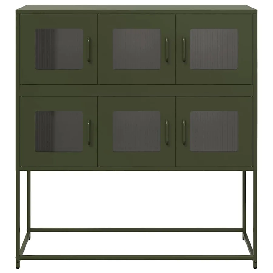 Buffet vert olive 100,5x39x107 cm acier laminé à froid - 5