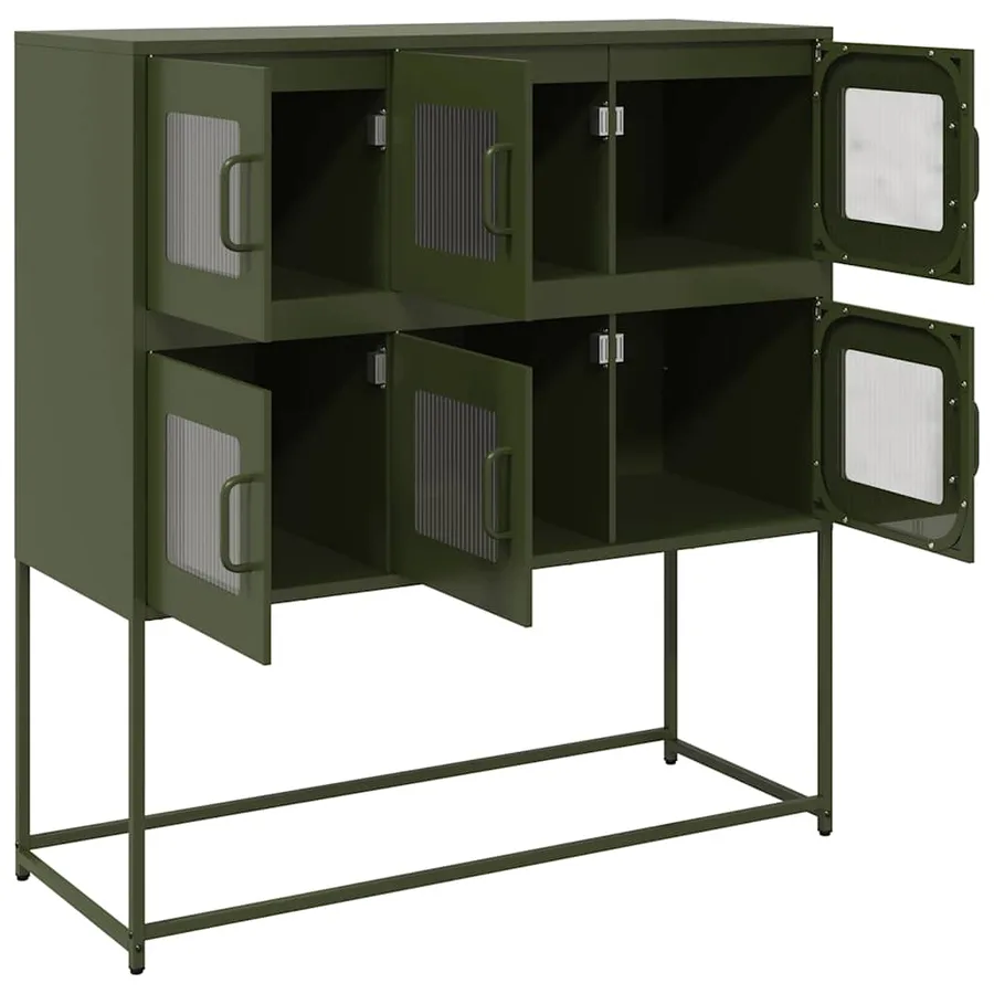 Buffet vert olive 100,5x39x107 cm acier laminé à froid - 6