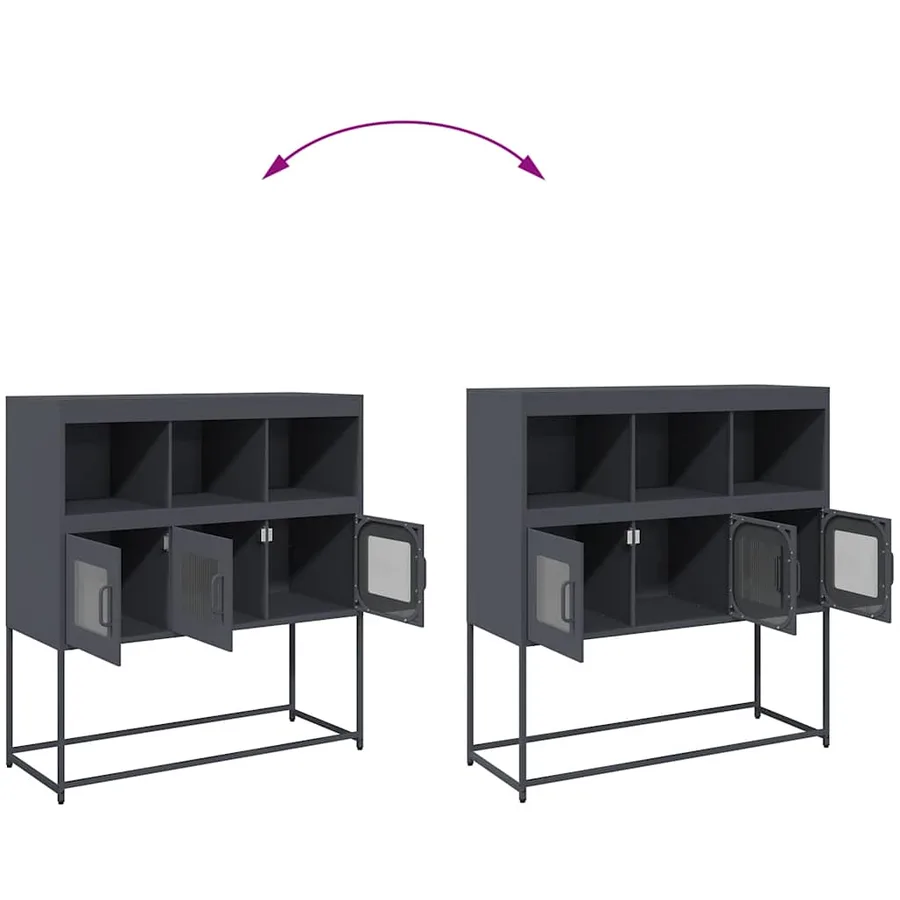 Buffet anthracite 100,5x39x107 cm acier laminé à froid - 10
