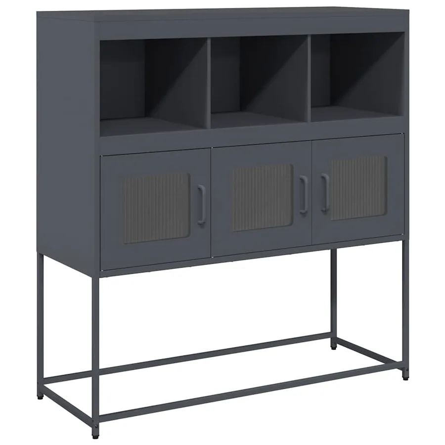 Buffet anthracite 100,5x39x107 cm acier laminé à froid - 2