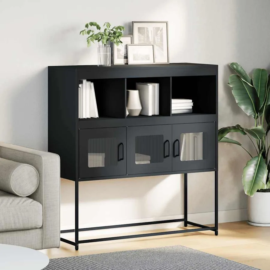 Buffet anthracite 100,5x39x107 cm acier laminé à froid - 3