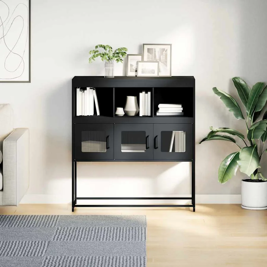 Buffet anthracite 100,5x39x107 cm acier laminé à froid - 4