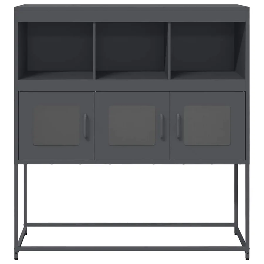 Buffet anthracite 100,5x39x107 cm acier laminé à froid - 5