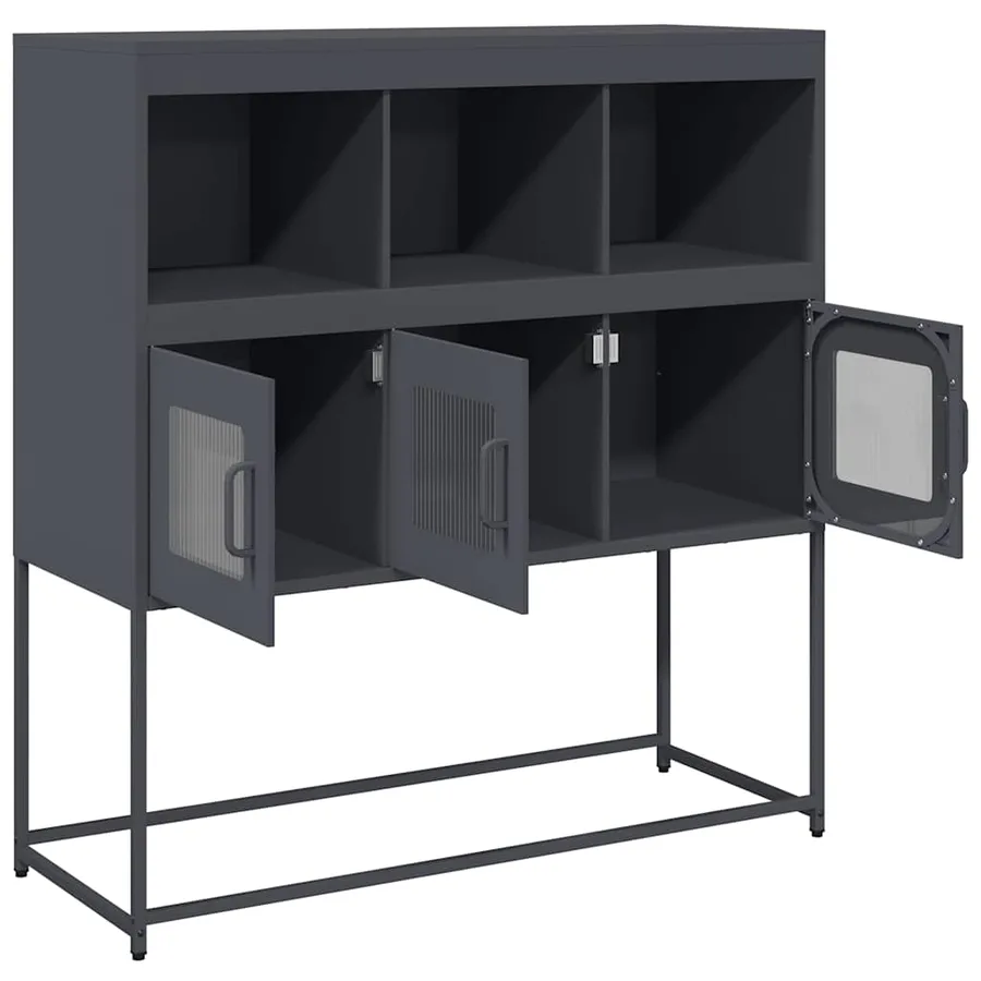 Buffet anthracite 100,5x39x107 cm acier laminé à froid - 6