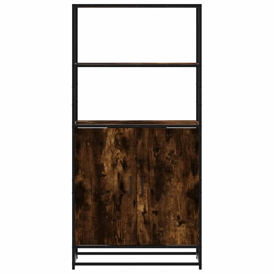 Buffet haut chêne fumé 68x35x139 cm bois d'ingénierie métal - 4