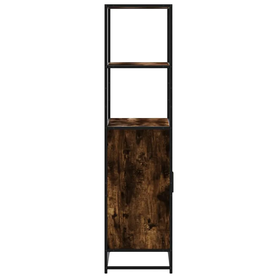 Buffet haut chêne fumé 68x35x139 cm bois d'ingénierie métal - 5