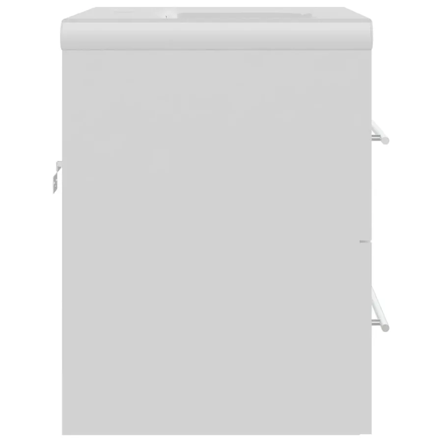 Armoire d'évier avec lavabo intégré Blanc Aggloméré - 7