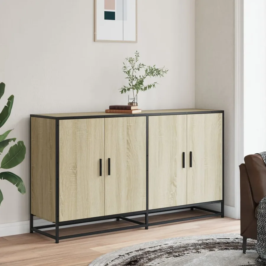 Buffet chêne sonoma 134x35x76 cm bois d'ingénierie - 3