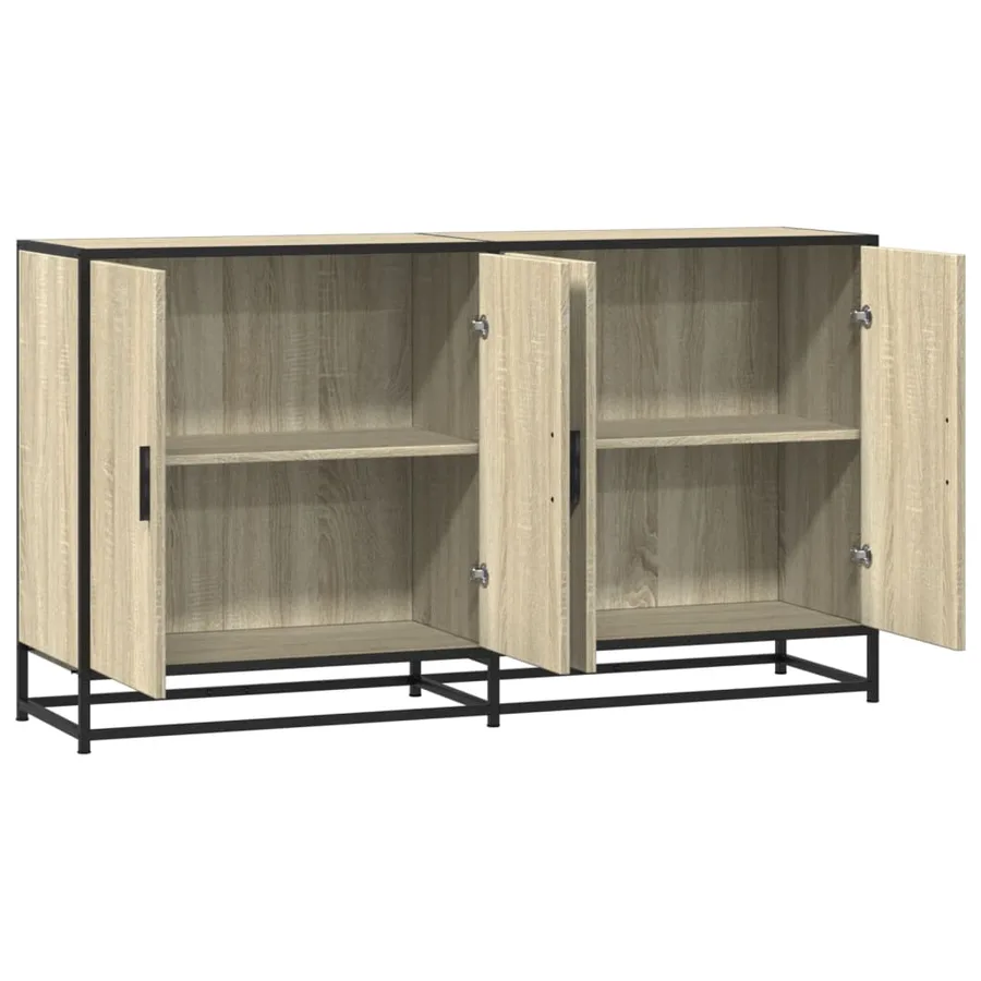 Buffet chêne sonoma 134x35x76 cm bois d'ingénierie - 7