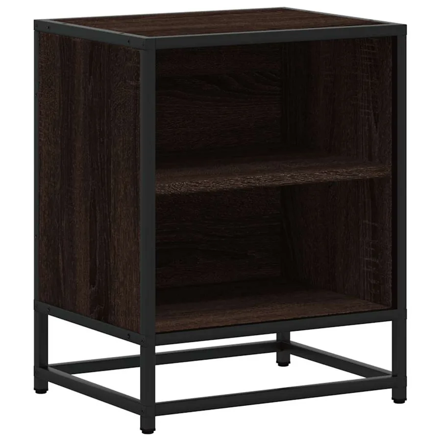 Table de chevet chêne marron 40x31x50cm bois d'ingénierie métal - 2