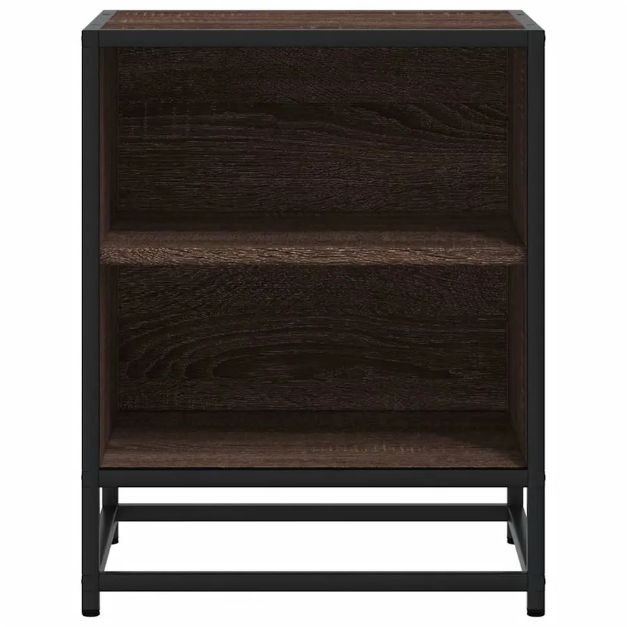 Table de chevet chêne marron 40x31x50cm bois d'ingénierie métal - 5