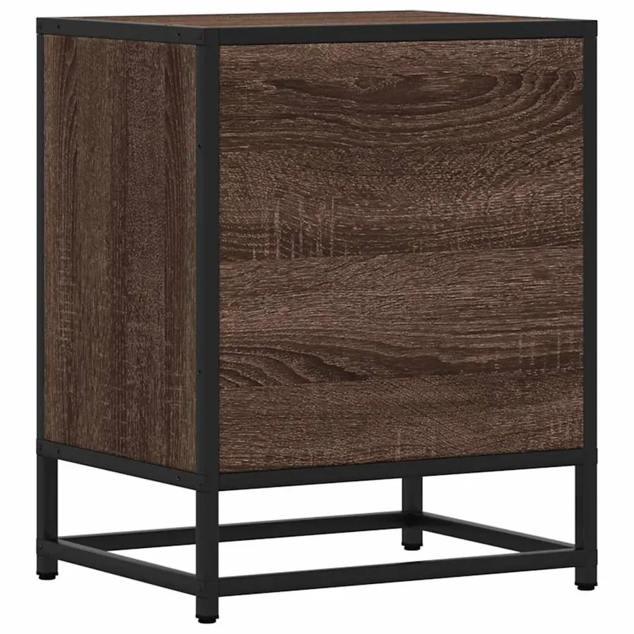 Table de chevet chêne marron 40x31x50cm bois d'ingénierie métal - 7